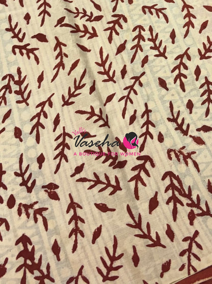 Pure Soft Mul Mul Cotton Sarees - Hand Block Prints - VVMMC009