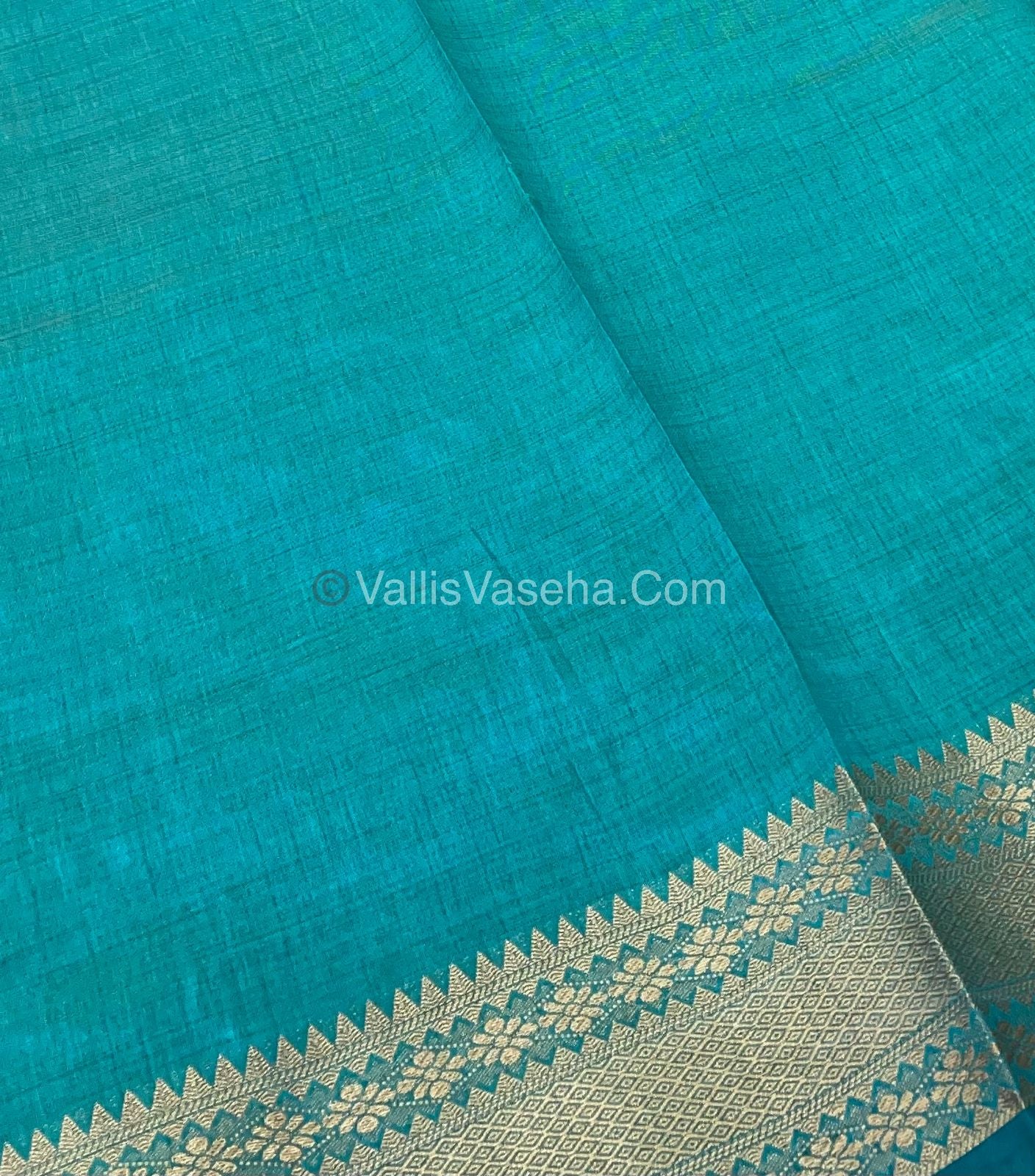 Semi Tussar Silk - Grand Pallu  - Blue Shade - VVSTS017