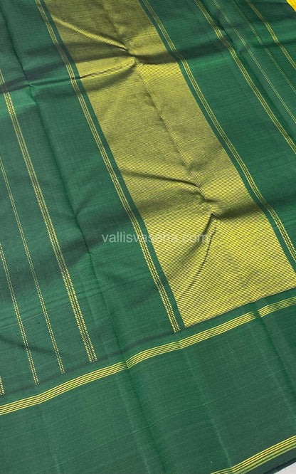 Pure Kanchipuram Silk Saree - Lovely Yellow and Green - Thalampoo - Retta Petta Border - VVPS006