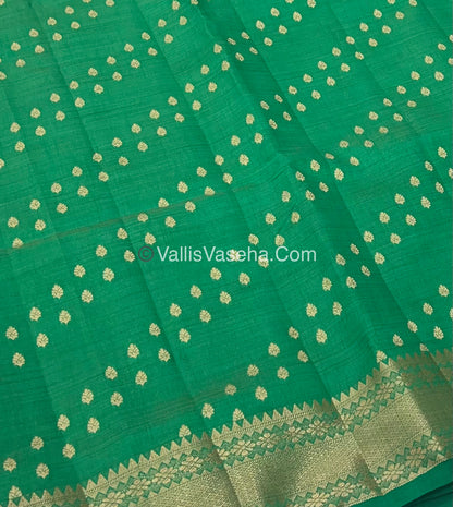 Semi Tussar Silk - Grand Pallu  - Green Shade - VVSTS017