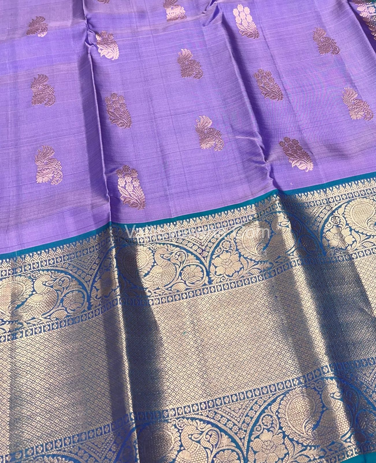 Half Mix - Pure Soft Silk Saree - Lavender & Peacock Blue Shade - VVPSS031