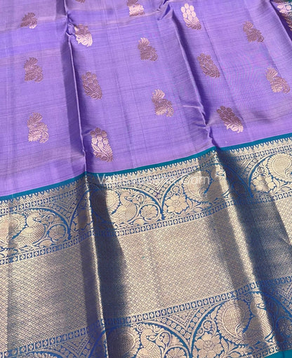 Half Mix - Pure Soft Silk Saree - Lavender & Peacock Blue Shade - VVPSS031