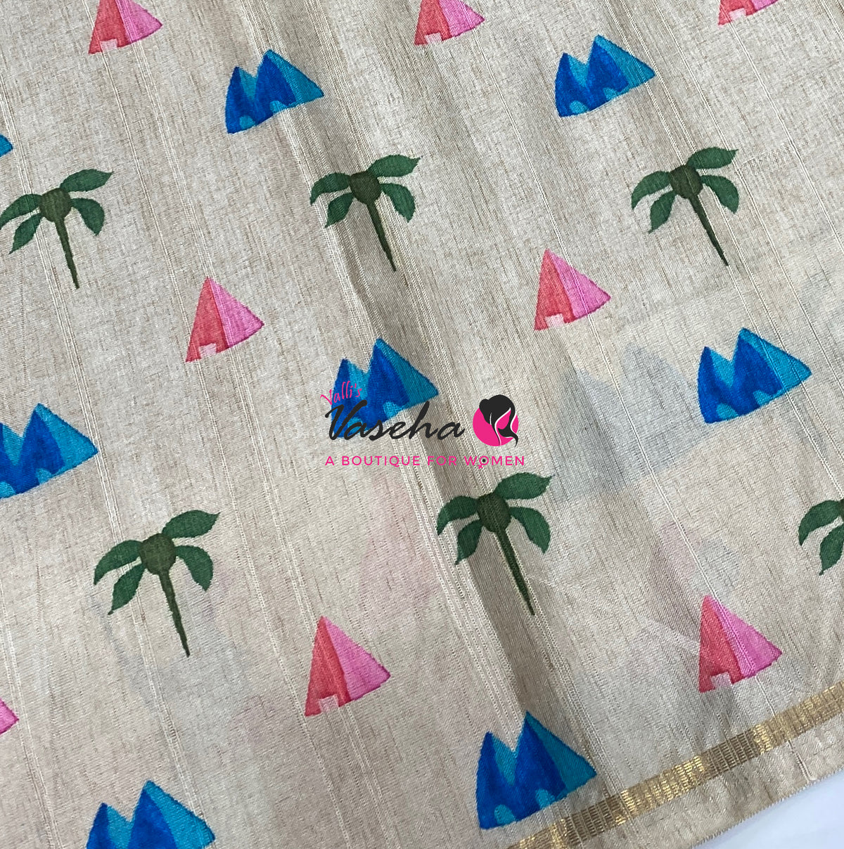 Semi Matka Tussar Saree - Pichwai Design - VVSMT003