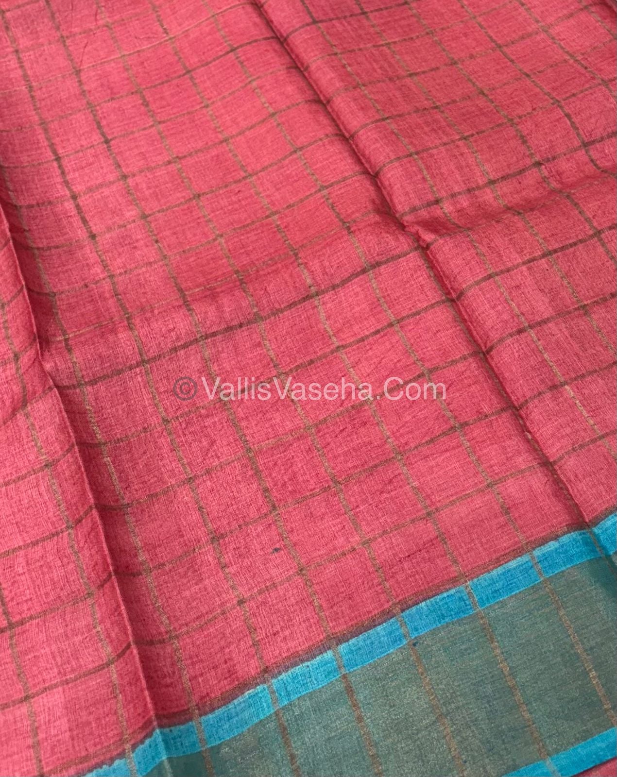 Pure Tussar Silk - Cream With Maroon Shade - VVPTS001