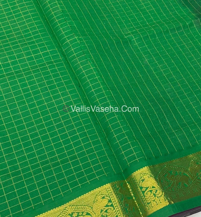 Semi Silk Cotton Saree - Pink With Green shade - VVSSC003