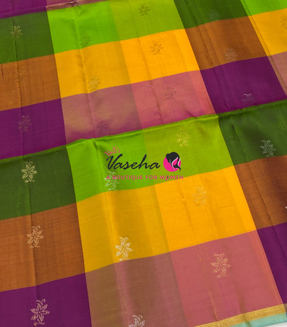 Pure Soft Silk Saree  - Pazhum Pazhamum Checks - VVPSS092