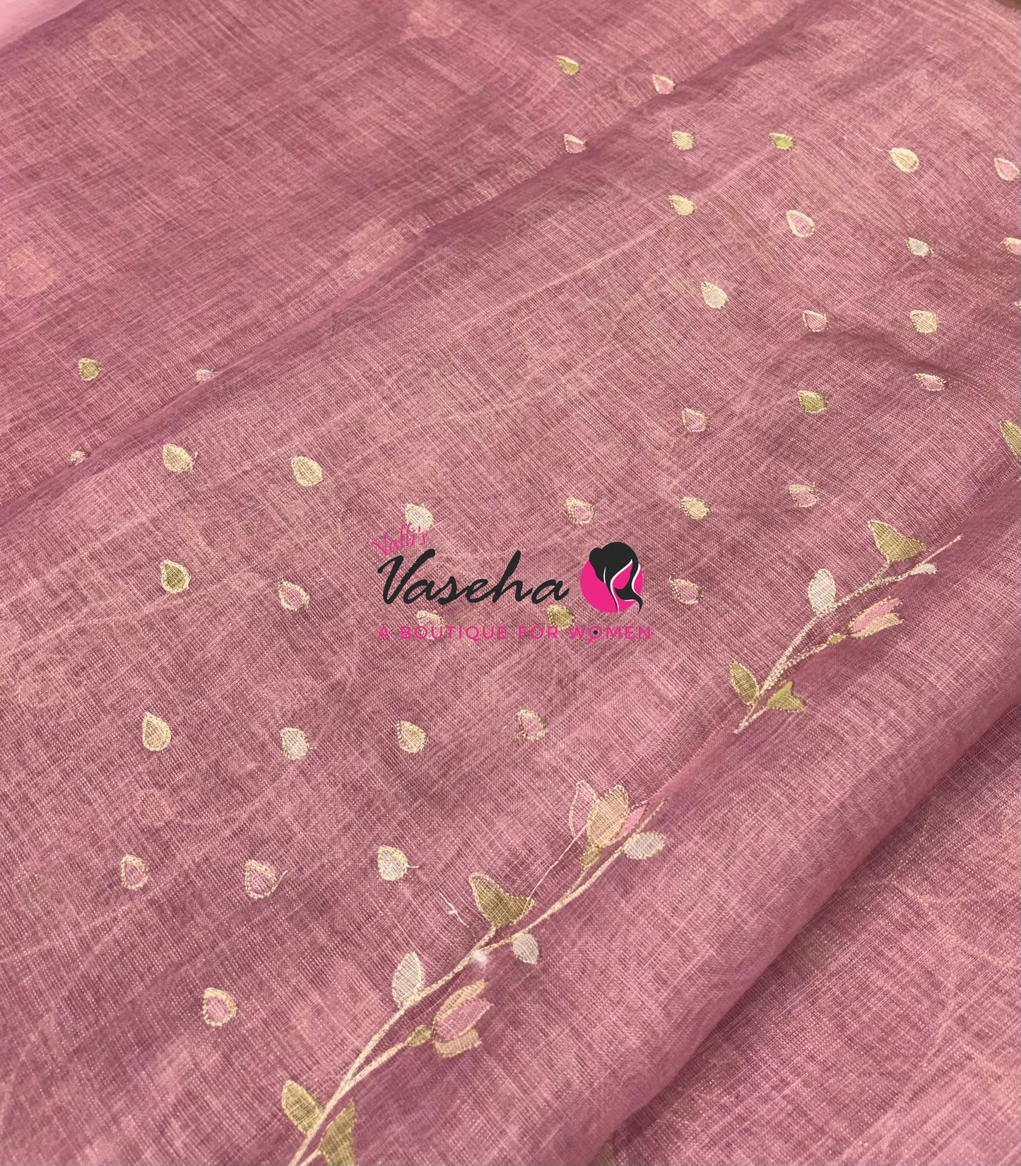 Linen Tissue Saree - Onion Pink Shade - VVLTS003