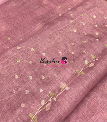 Linen Tissue Saree - Onion Pink Shade - VVLTS003