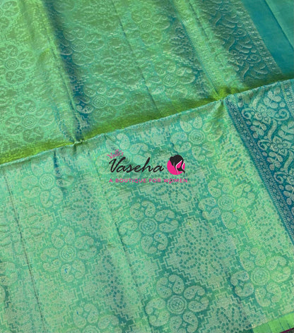 Pure Soft Silk Saree  - Purple With Dual Tone Green - VVPSS094