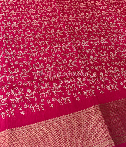 Semi Binny Silk - Varli Design - VVSBS003 - Dark Pink Shade