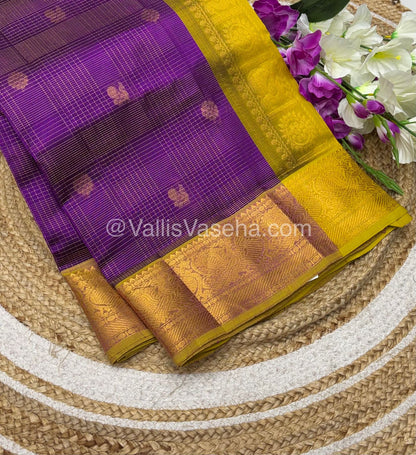 Pure Silk Cotton Saree - Vairavoosi checks - Mayil & Chakkaram - VVMCV002