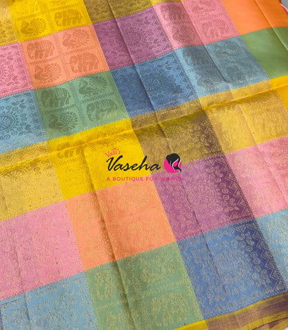 Pure Soft Silk Saree - Partly Pallu -  Half & Half Saree - VVPSS088