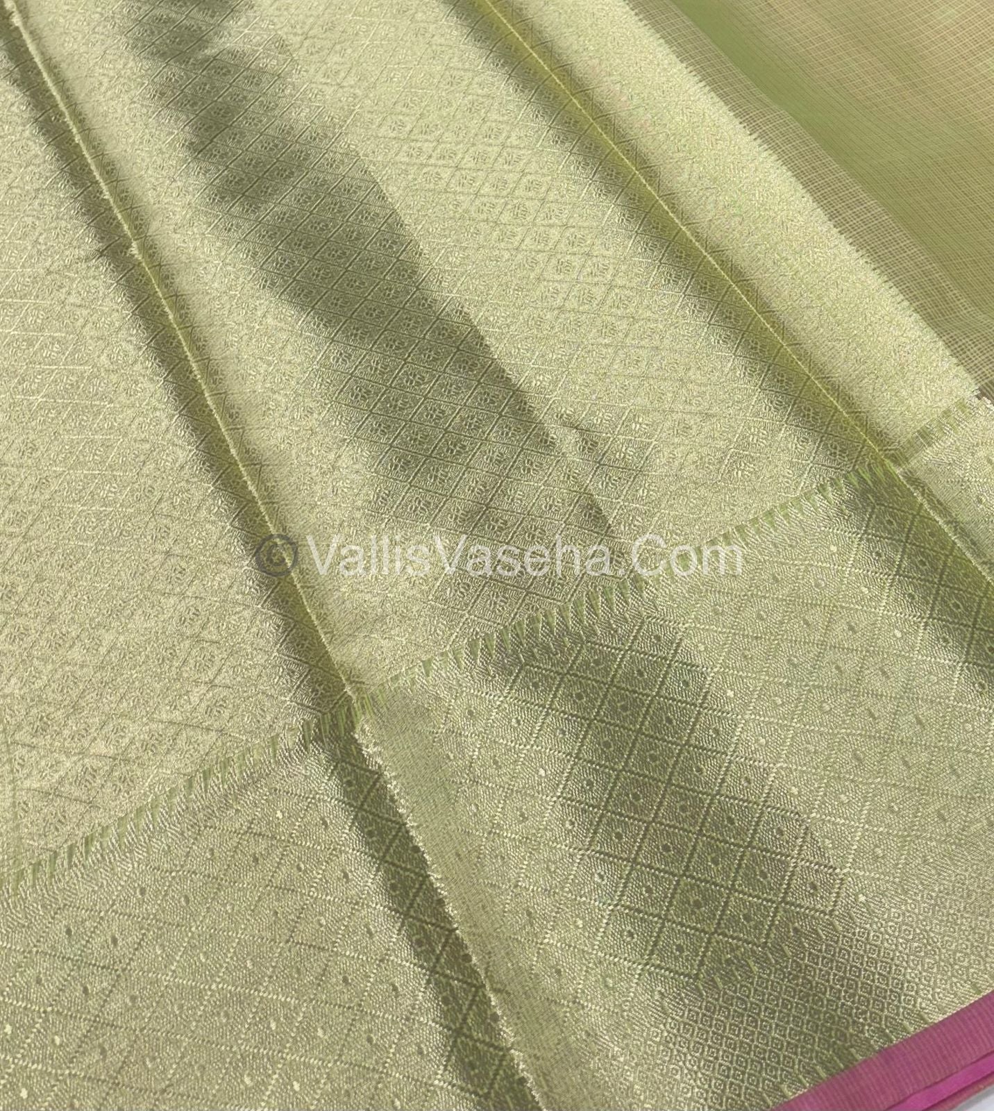 Kota Saree - Paithani Border - Pista Green with Pink - VVKPS001