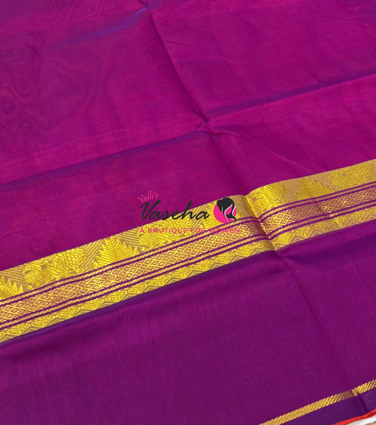Pure Silk Cotton Saree - Pink & Purple Shade - VVPSC013