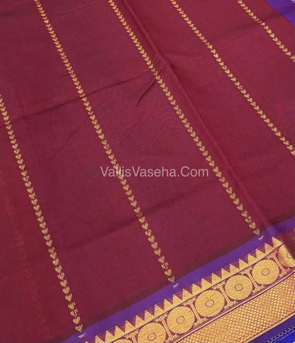 Semi Silk Cotton Saree - Maroon With Blue Shade - VVSSC005