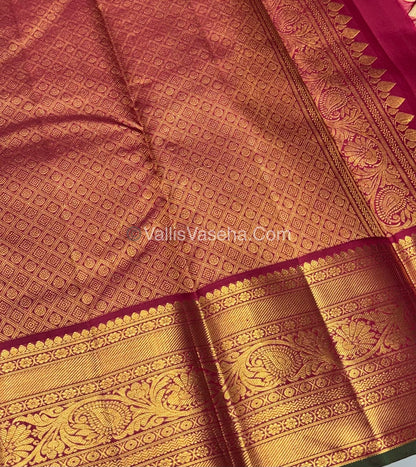 Pure Vintage Korvai Kanchipuram Silk Saree - Cream & Maroon Combo - VVPS038