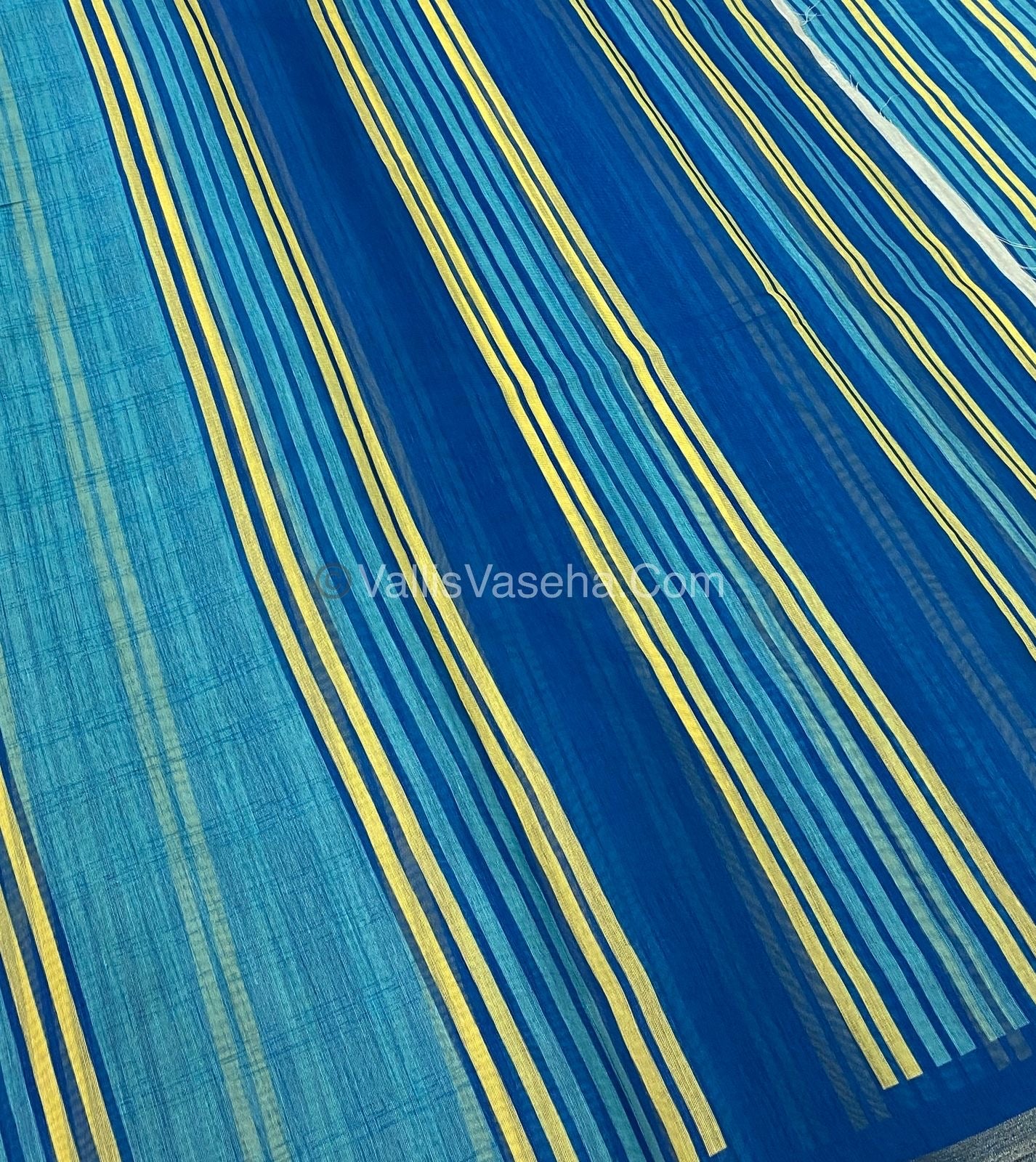 Semi Chanderi Saree - Blue & Blue Combo - VVSCS003