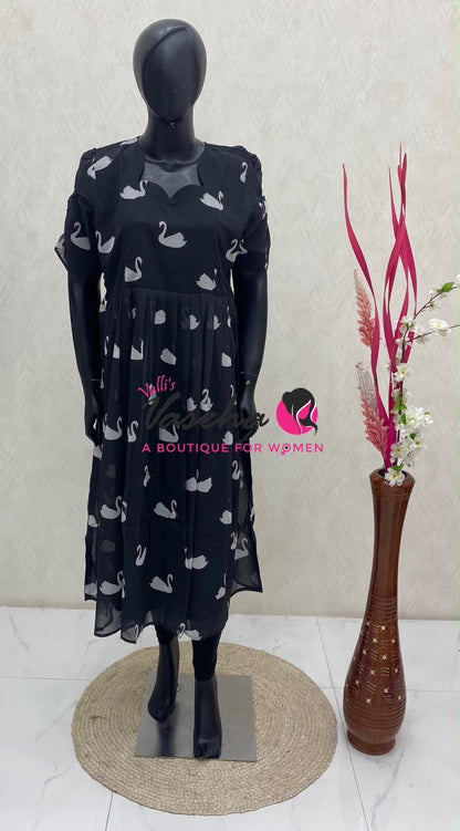 Ready Made - Georgette - Maxi - Black Colour - VVRMG001