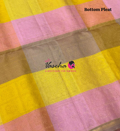 Pure Soft Silk Saree - Partly Pallu -  Half & Half Saree - Pink  - VVPSS088