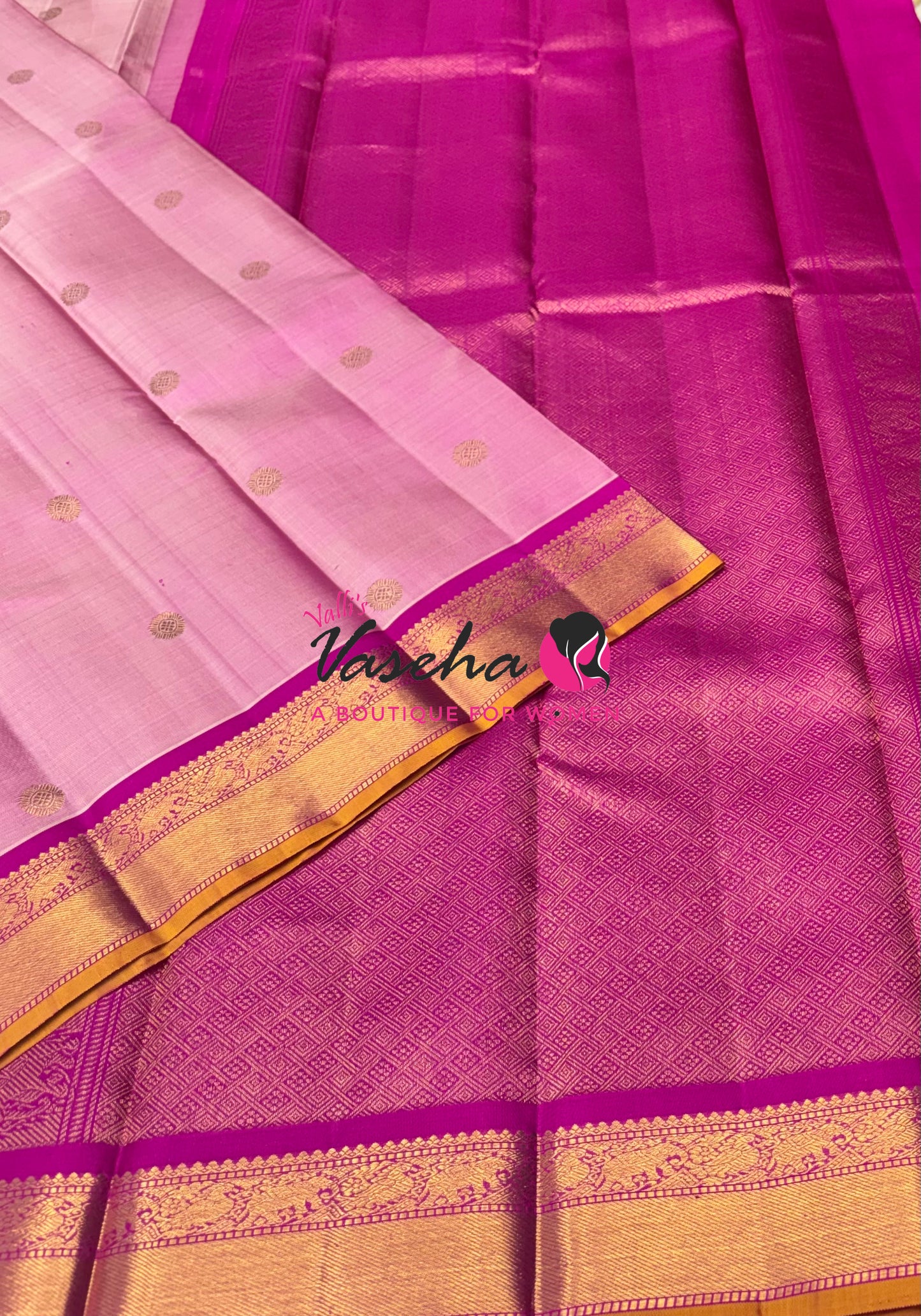 Pure Kanchipuram Silk Saree - Baby Pink & Dark Pink  Combo - VVPS025
