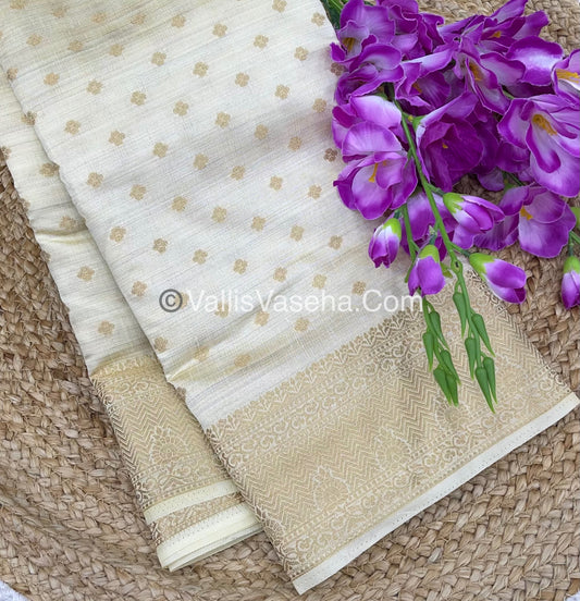 Semi Tussar Silk  - Cream Shade - VVSTS015