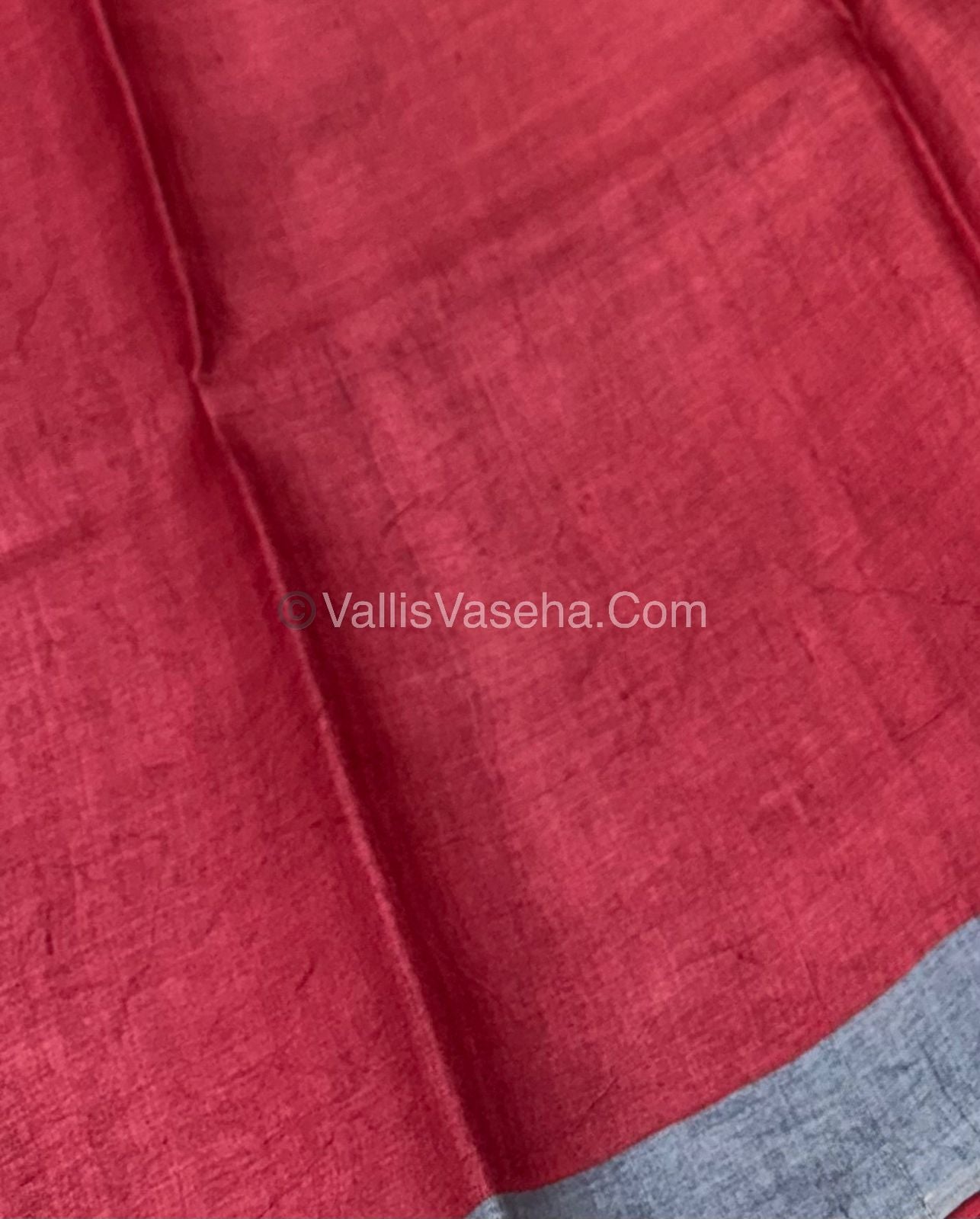 Pure Tussar Silk - Sea Blue With Red Shade - VVPTS001