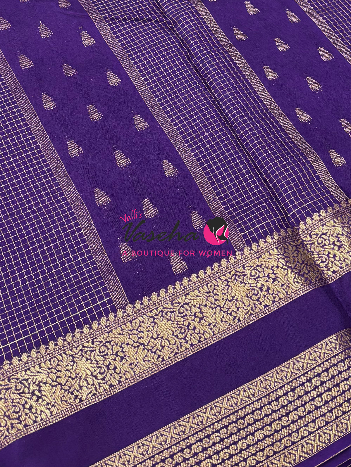 Semi Mysore Crepe Silk  - Purple Shade - VVSMC004