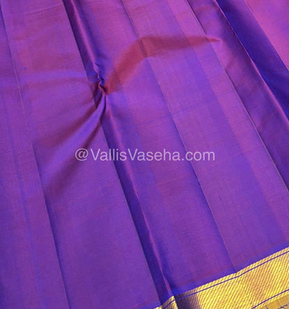 Pure Kanchipuram Silk Saree - Blue & Purplish Pink Combo - VVPS016