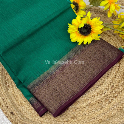 Bamboo Silk Saree - Green With Wine Shade - VVBSS004