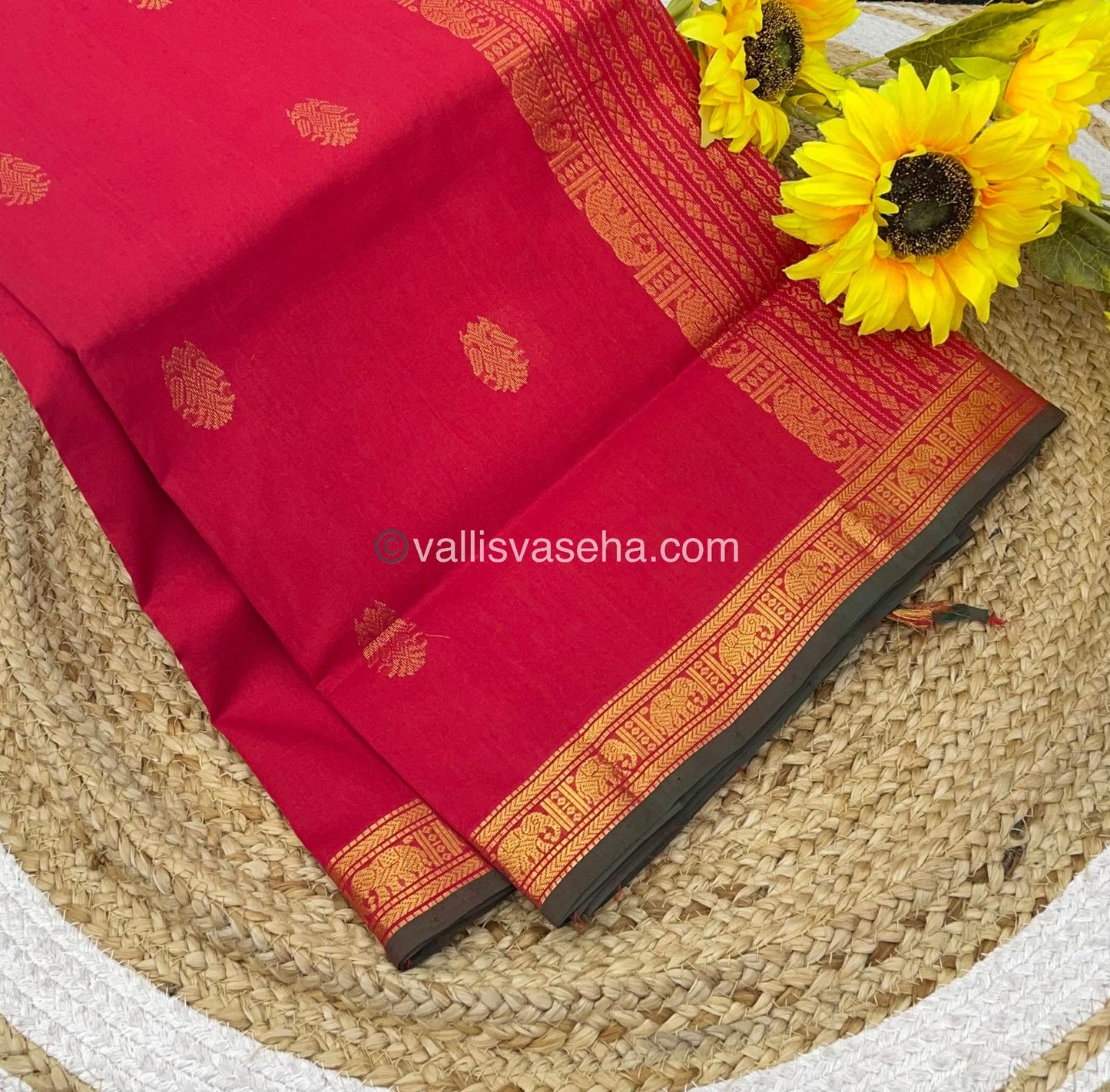Pure Silk Cotton Saree - Retta Mayil Design - VVRMS001