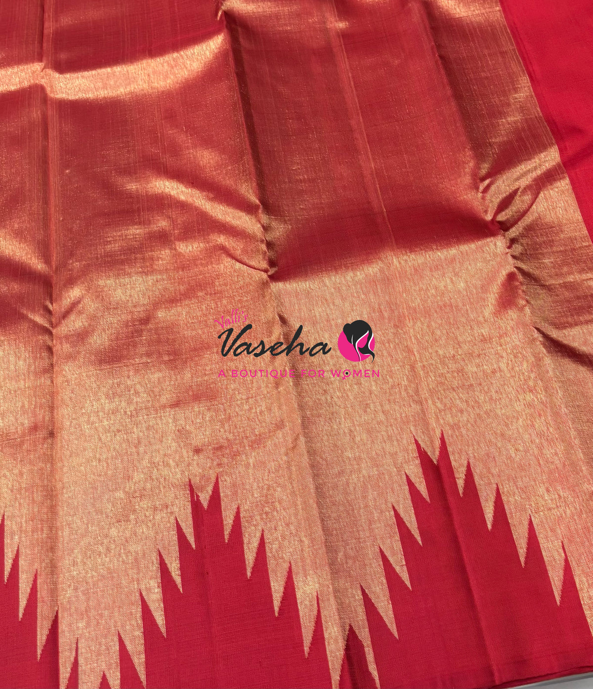 Pure Vintage Kanchipuram Silk Saree  - 8 Kol Weaving - Red Shade VVPS019