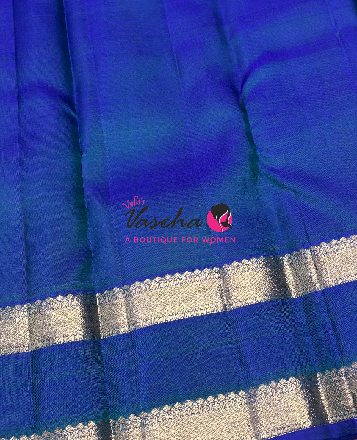Pure Kanchipuram Silk Saree - Peacock Blue Shade - VVPS095