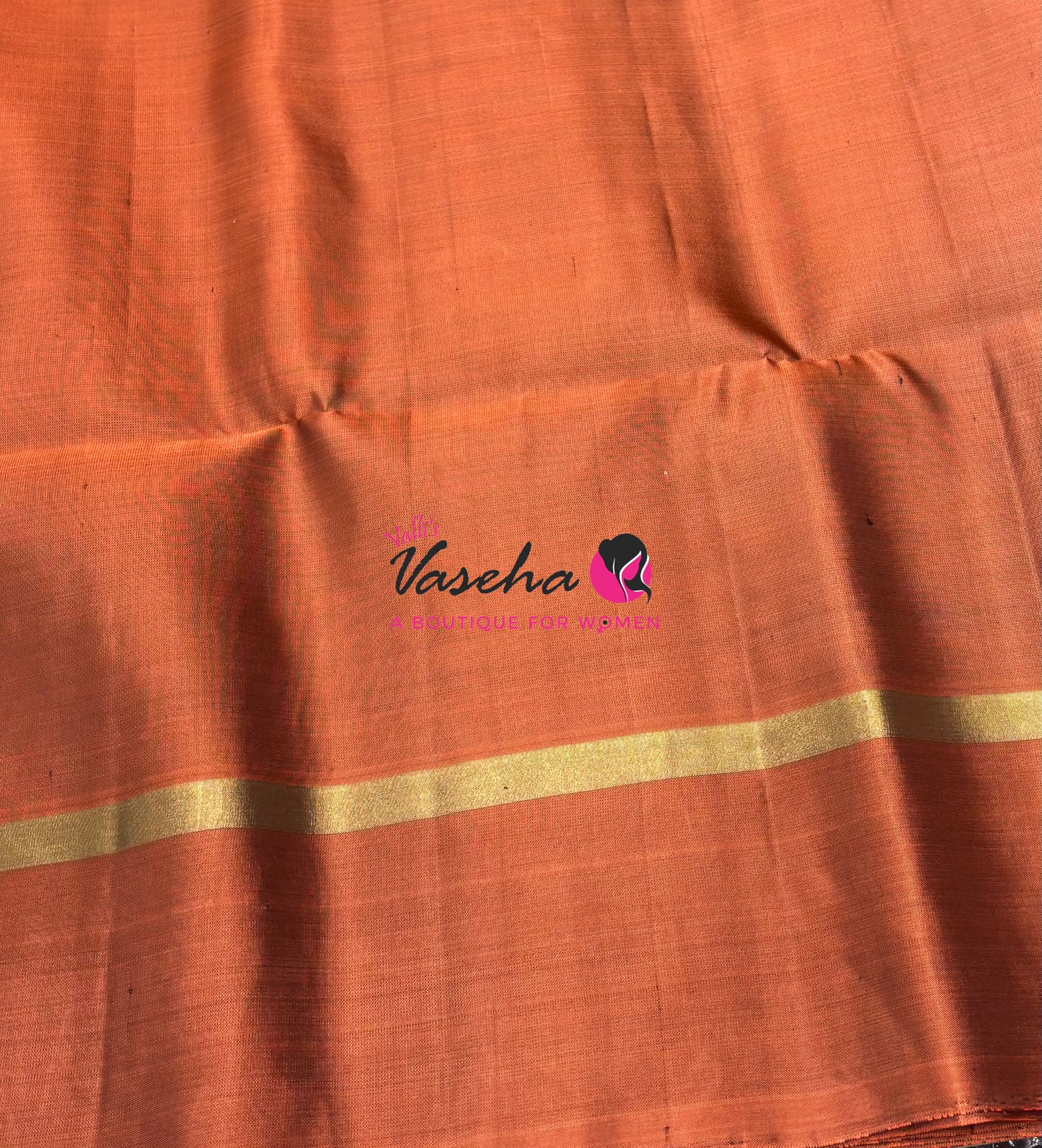 Pure Soft Silk Saree  - Brown With Rust Orange - VVPSS093