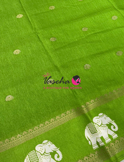 Casual Wear Sarees - Semi Binny / Semi Dola Silk - Green Shade - VVSDS007
