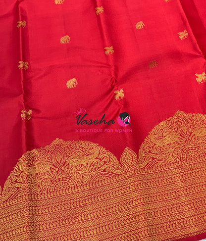 Pure Kanchipuram Silk Saree - Red Shade - VVPS084