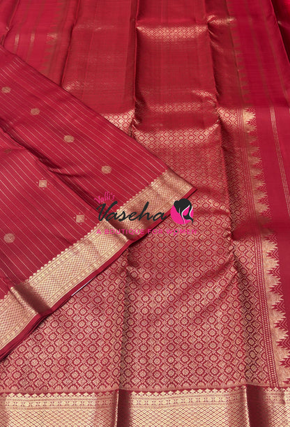 Pure Kanchipuram Silk Saree - Vairavoosi Design  - Maroon Shade  - VVPS087