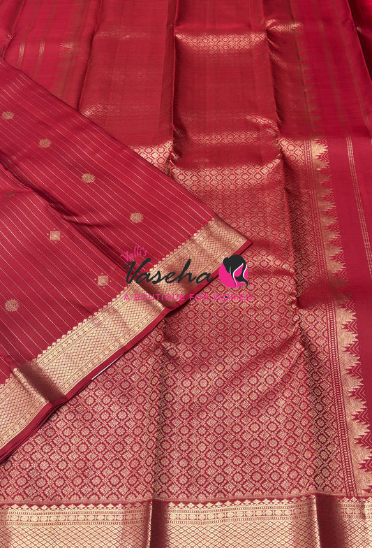 Pure Kanchipuram Silk Saree - Vairavoosi Design  - Maroon Shade  - VVPS087