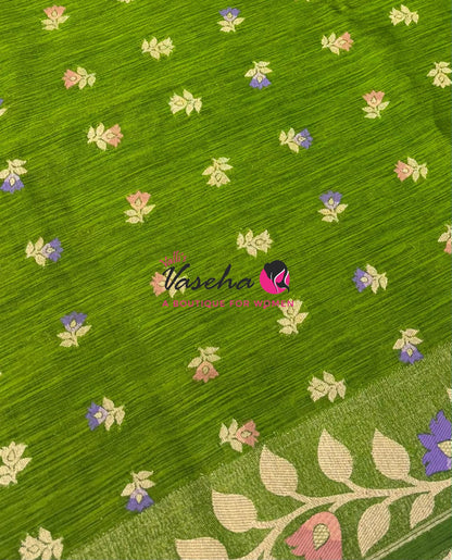 Banarasi - Heritage Meenakari Silk  - Green Shade - VVBHS012