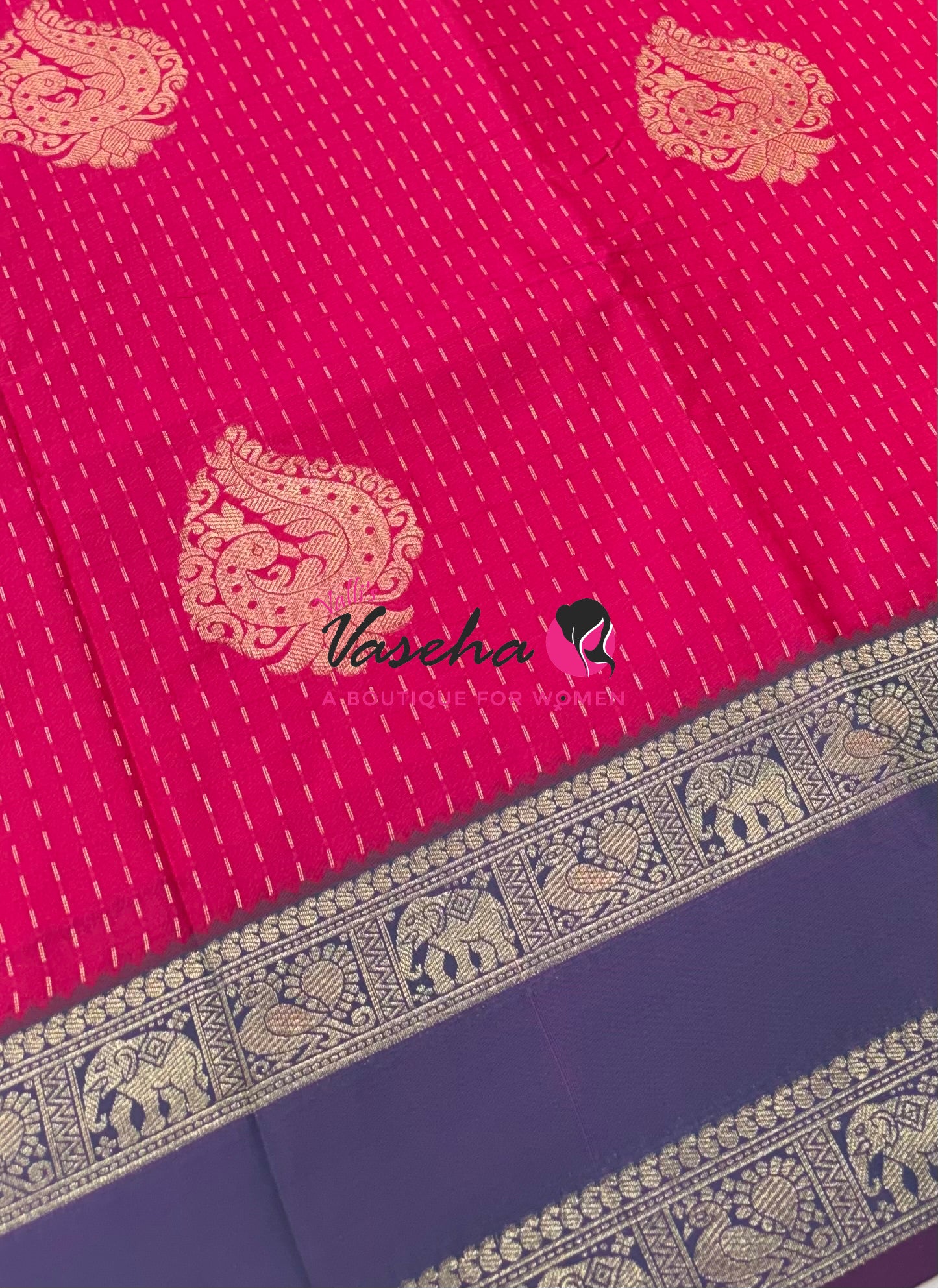 Semi Soft Silk -  Pink With Grey - VVSSS038