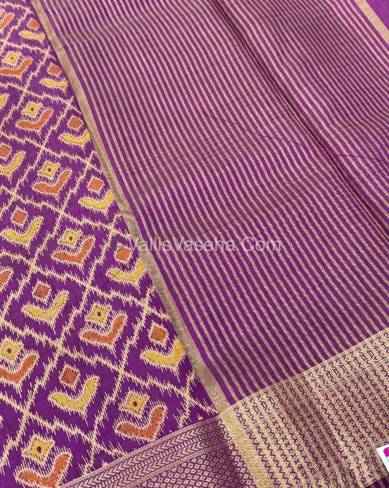 Semi Tussar Silk Saree - Ikkat / Pochampally Design - Purplish Pink Shade - VVSTS033