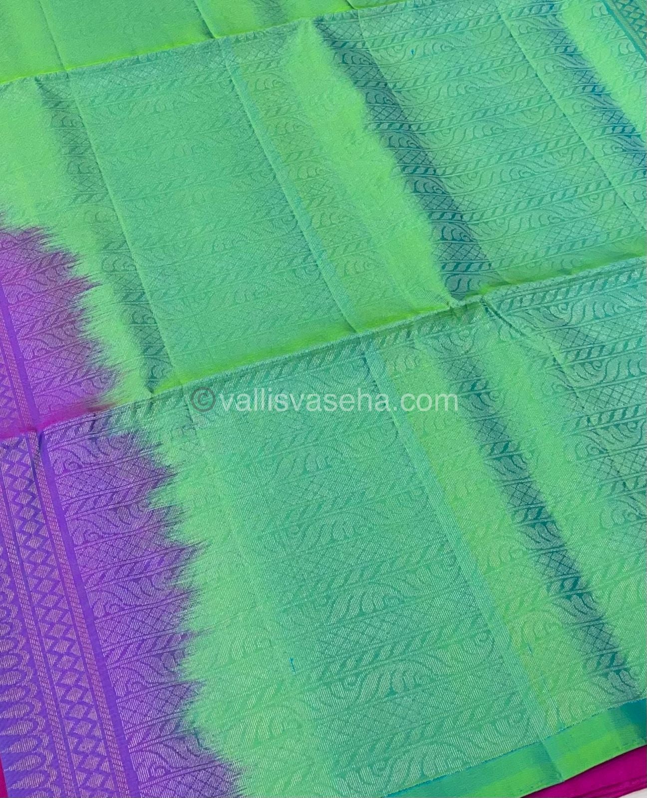 Pure Soft Silk Saree - Vaira Voosi design - Pink With Teal Green Combo - VVPSS016