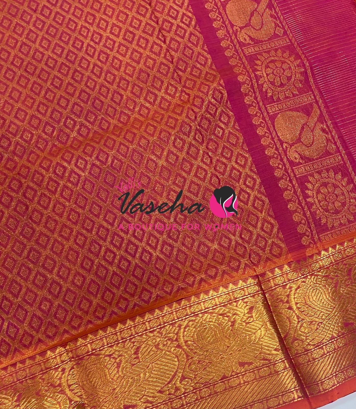 Pure Silk Cotton Saree - Vairavoosi checks - Mayil & Chakkaram - VVMCV001