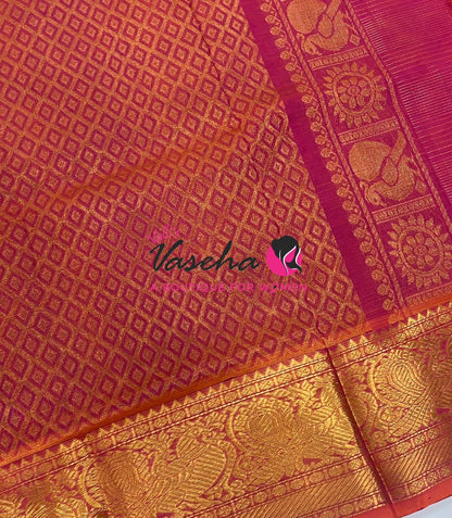 Pure Silk Cotton Saree - Vairavoosi checks - Mayil & Chakkaram - VVMCV001