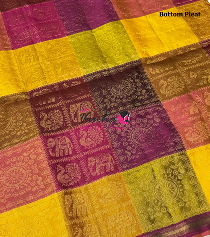 Pure Soft Silk Saree - Partly Pallu -  Half & Half Saree - Wine Purple - VVPSS088