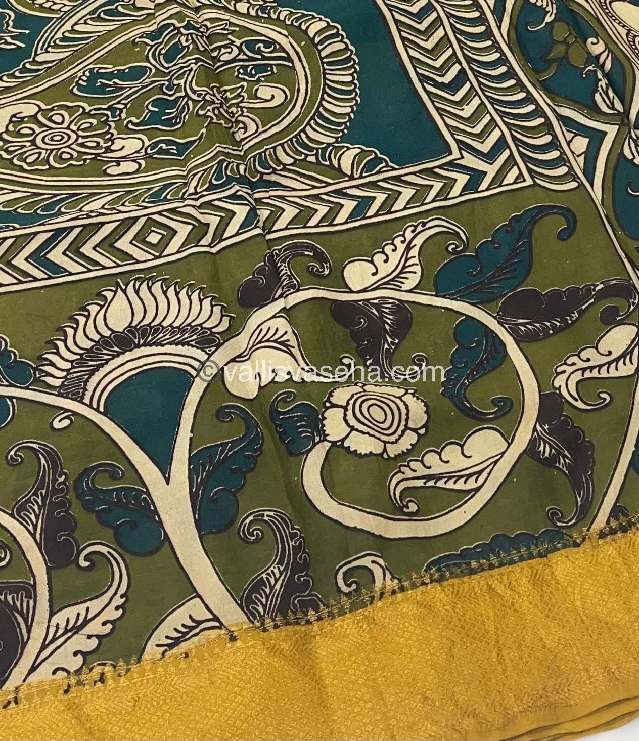 Chennur Silk | Kalamkari Prints | Cream With Yellow-VVCS005