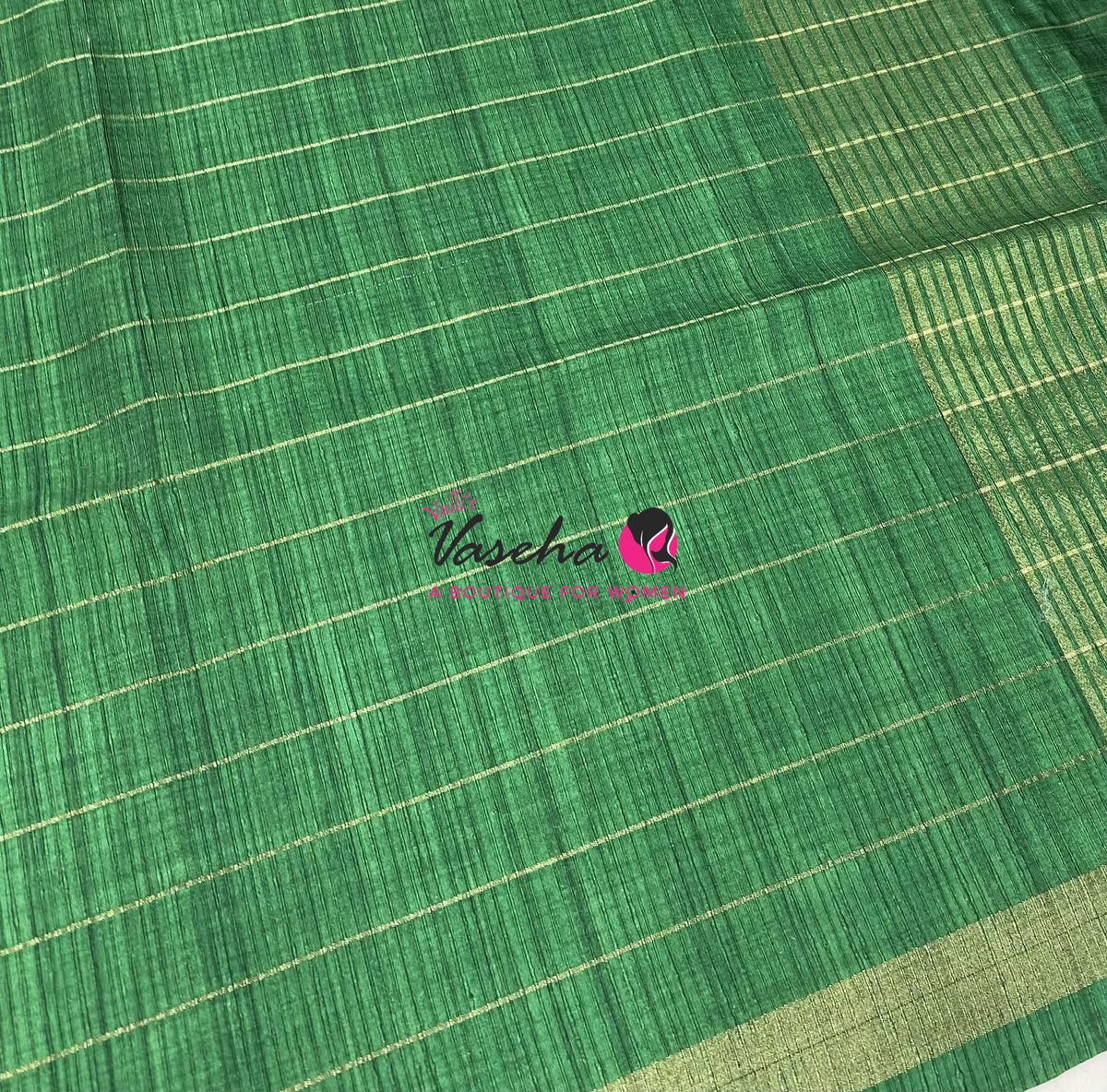 Semi Art Tussar Silk  / Art Silk - Pink & Green - VVATS008