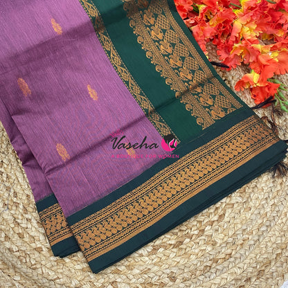 Kalyani Cotton Saree - Purple With Green Shade - VVKC002