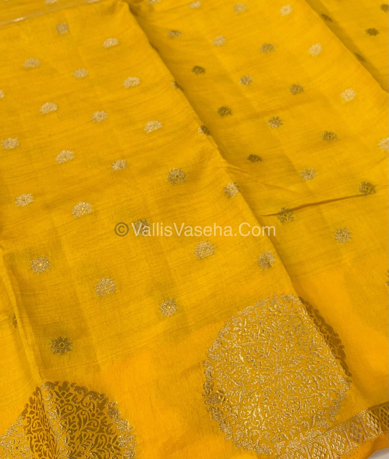 Semi Tussar Silk Saree - Yellow shade - VVSTS035