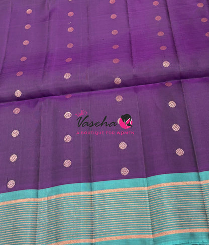 Half Mixed  Soft Silk Saree - (1.75 warp) Purple & Blue - VVPSS090