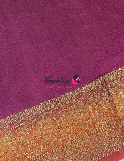 Semi Jute Silk Saree - Wine With Orange Shade- VVSJS001